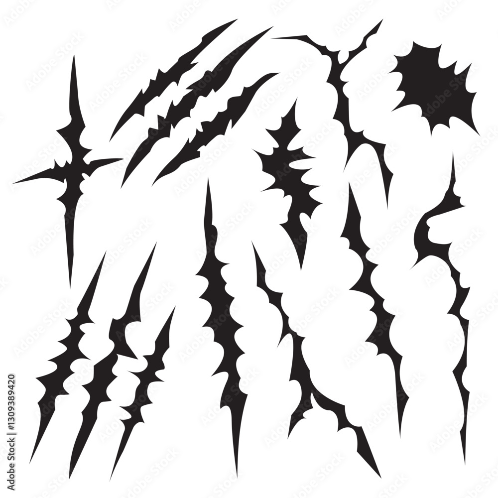 Obraz premium Animal claw scratches mark set vectors