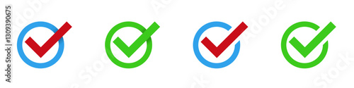A set of four colorful check marks inside circles, each symbolizing task completion.