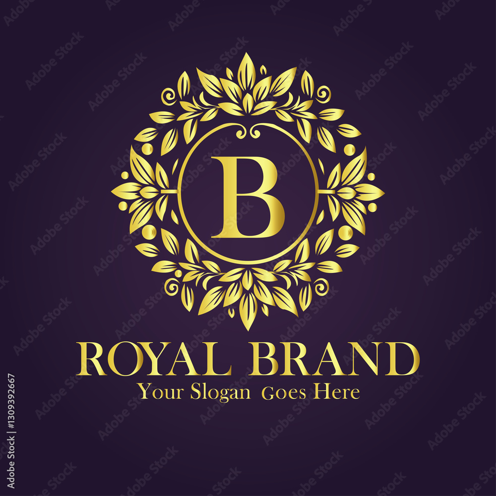 Naklejka premium Letter B golden flower logo vector illustration.