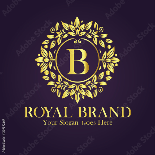Letter B golden flower logo vector illustration.