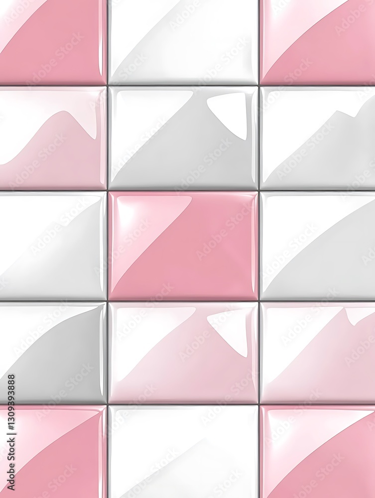 Obraz premium Abstract arrangement of squares, pink and white color, 3d rendering