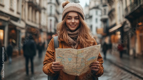 Wallpaper Mural stylish woman holding a map during a city walk captured in a lifestyle portrait photo representing travel direction urban journey and tourist fashion expression Torontodigital.ca
