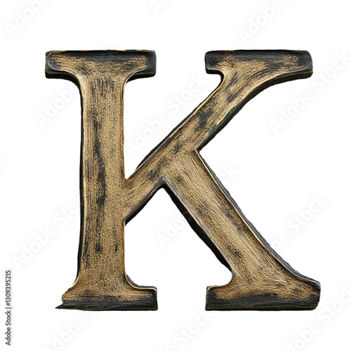 The image is of a large gold letter K. photo