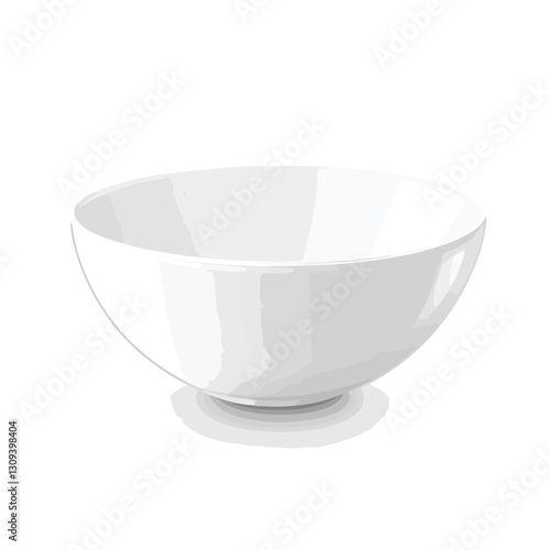 Empty White Bowl Isolated Cutout - Professional Kitchenware Photography
