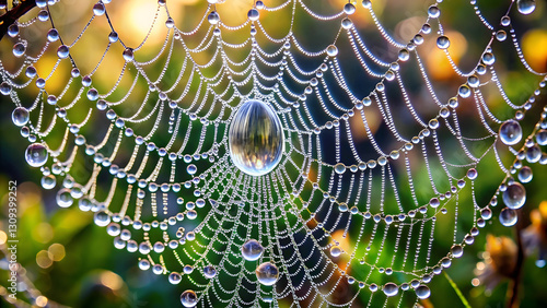 spider web with dew drops