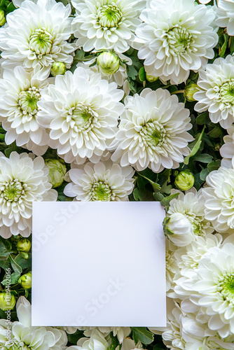 Vertical Chrysanthemums springtime scenery, nature background. Festive holiday greeting card for Birthday, Woman or Mothers Day.