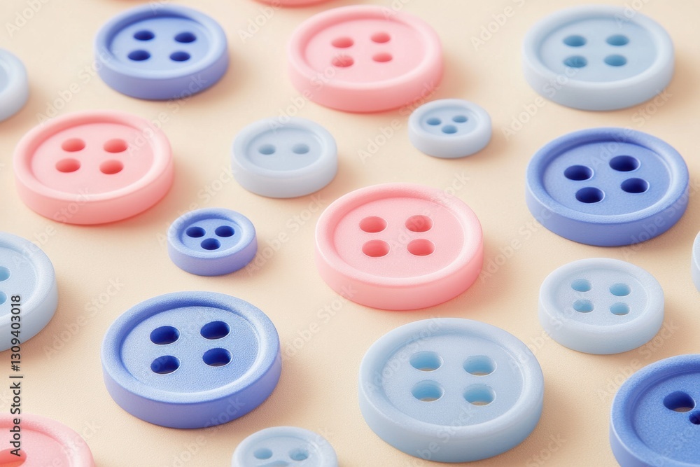 Colorful Buttons in Pink and Blue Arranged on Soft Background Colorful Buttons in Pink and Blue Arranged on Soft Background