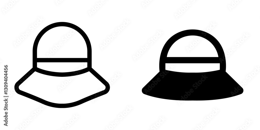 Modern Sun Hat Style Icon Design Symbol Set Modern Sun Hat Style Icon Design Symbol Set