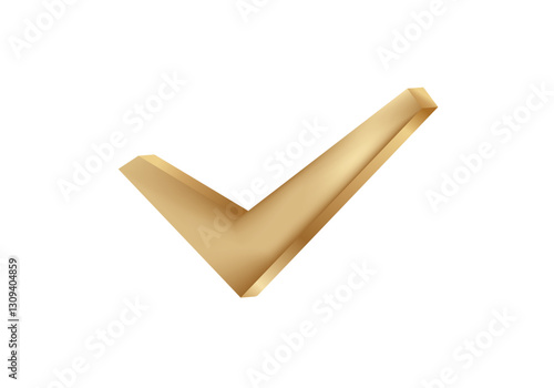 A shiny golden check mark symbol, commonly used to indicate approval, confirmation, or correctness.