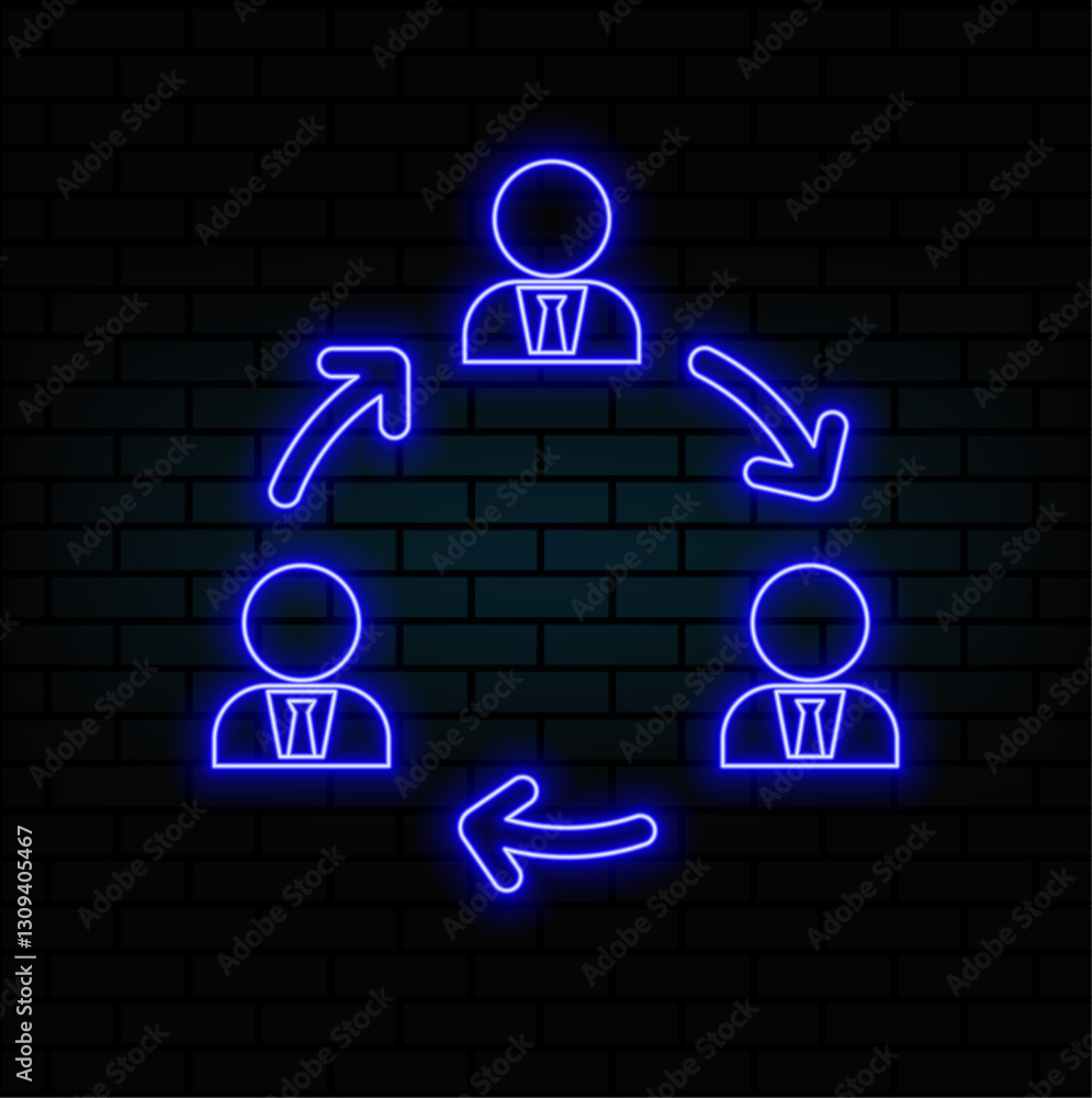 Neon light glow effect. Virtual conference line icon. Online training sign. Video team presentation symbol. 3d line neon glow icon. Brick wall banner. Video conference outline. Vector Neon light glow effect. Virtual conference line icon. Online training sign. Video team presentation symbol. 3d line neon glow icon. Brick wall banner. Video conference outline. Vector