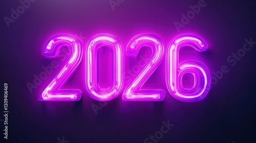 A dynamic "2026" text animation with a bright laser vintage effect, smoothly pulsating in a seamless loop. 