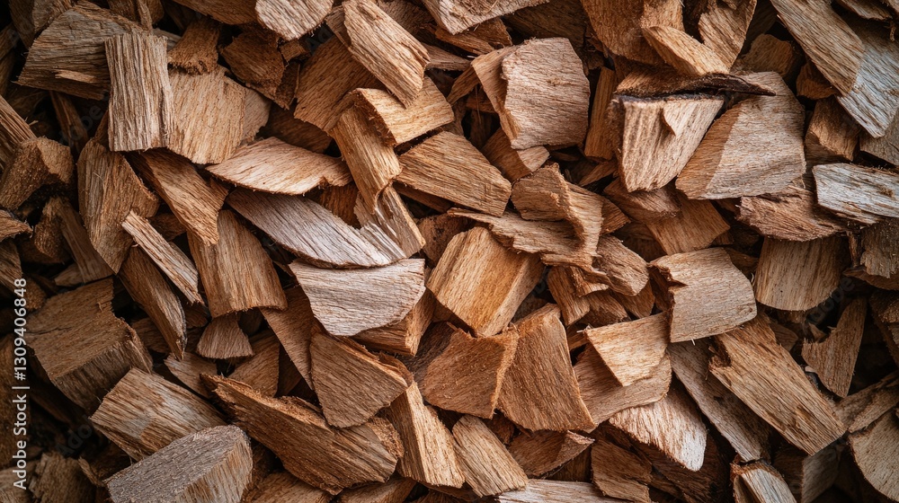 A rich tapestry of wood chips forms a rustic circle; their rough, textured surfaces overlap in shades of light brown, creating an organic mosaic that invites touch and exploration A rich tapestry of wood chips forms a rustic circle; their rough, textured surfaces overlap in shades of light brown, creating an organic mosaic that invites touch and exploration