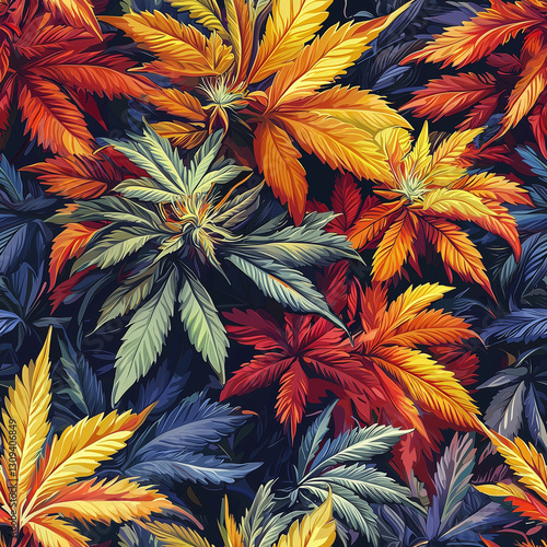 Dark Autumn Foliage with Vivid Colors