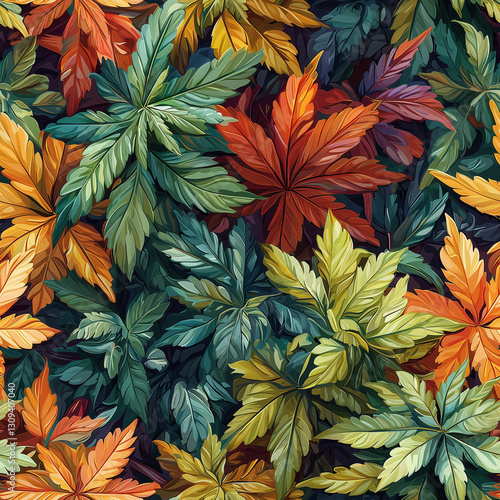 Vibrant Autumn Leaves Botanical Background