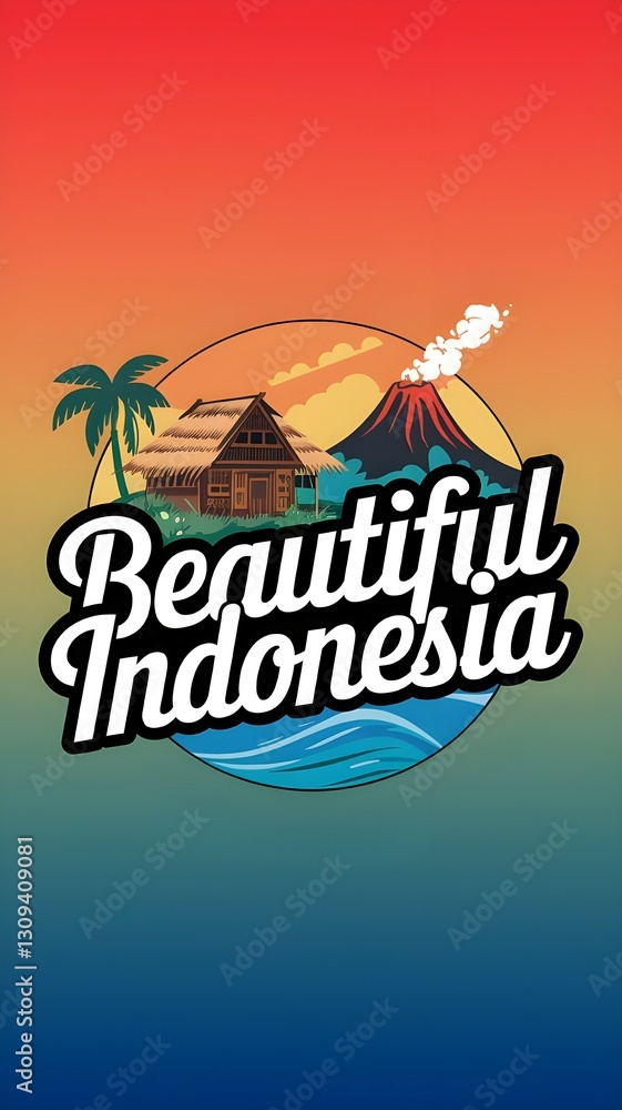 Naklejka premium Beautiful Indonesia banner icon
