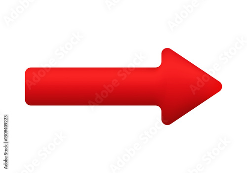 A vivid red arrow pointing to the right, indicating direction and movement clearly.
