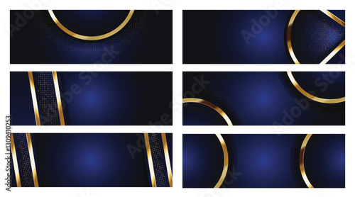 Blue Gold Abstract Banners Set