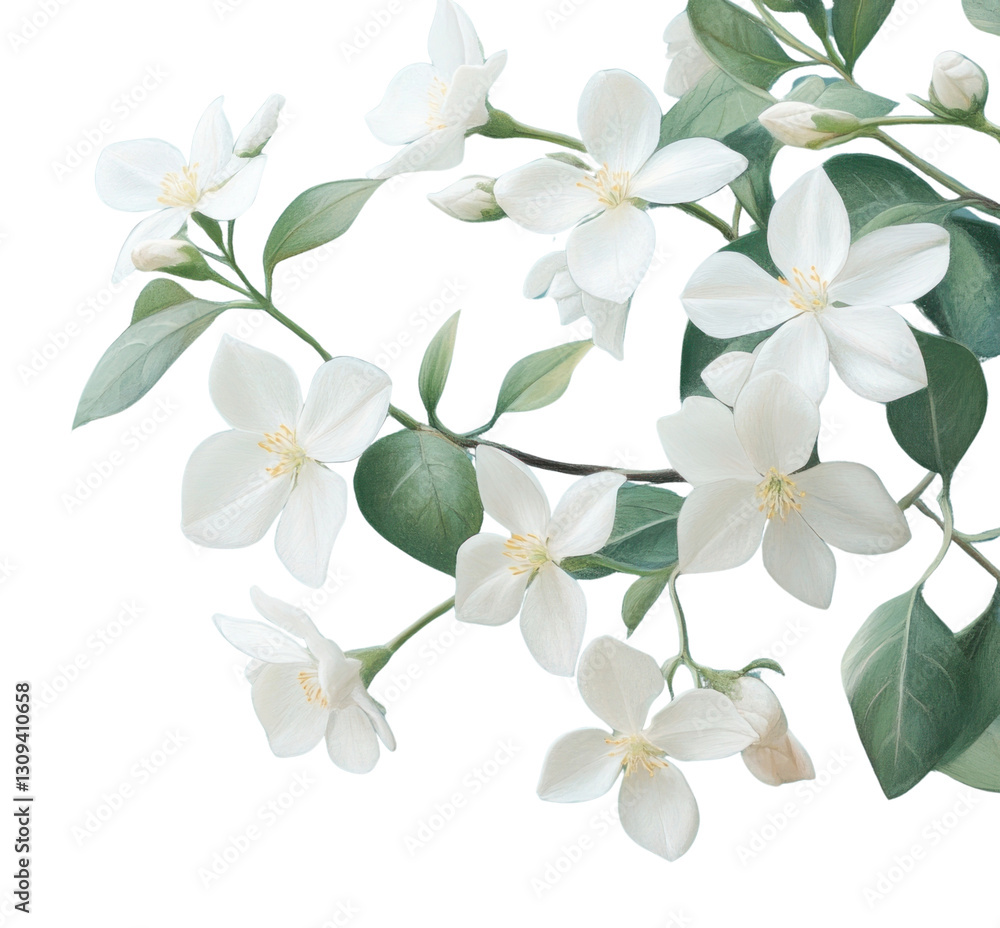 Fototapeta premium PNG Jasmine flowers illustration art background.
