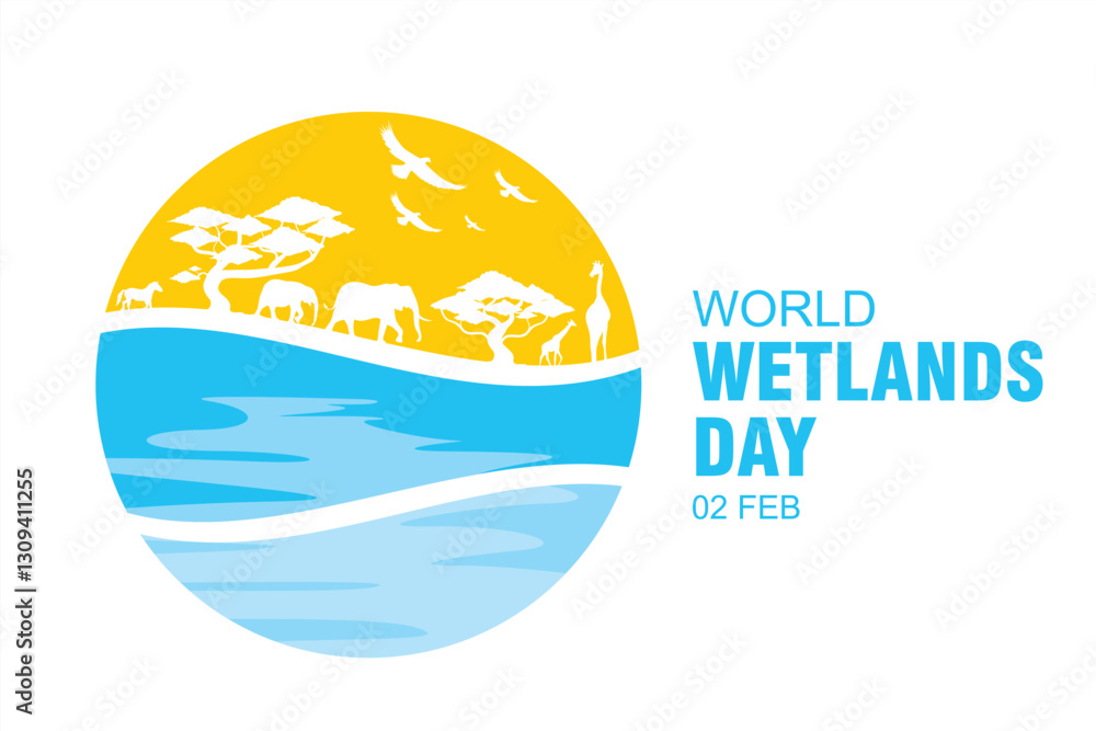 World Wetlands Day. Vector illustration of wet and fresh green nature. Illustration of keeping natural ecosystems natural and environmentally friendly World Wetlands Day. Vector illustration of wet and fresh green nature. Illustration of keeping natural ecosystems natural and environmentally friendly