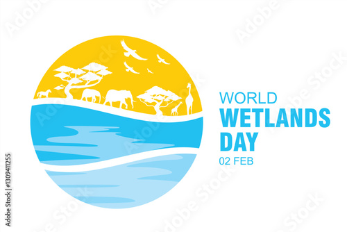 World Wetlands Day. Vector illustration of wet and fresh green nature. Illustration of keeping natural ecosystems natural and environmentally friendly