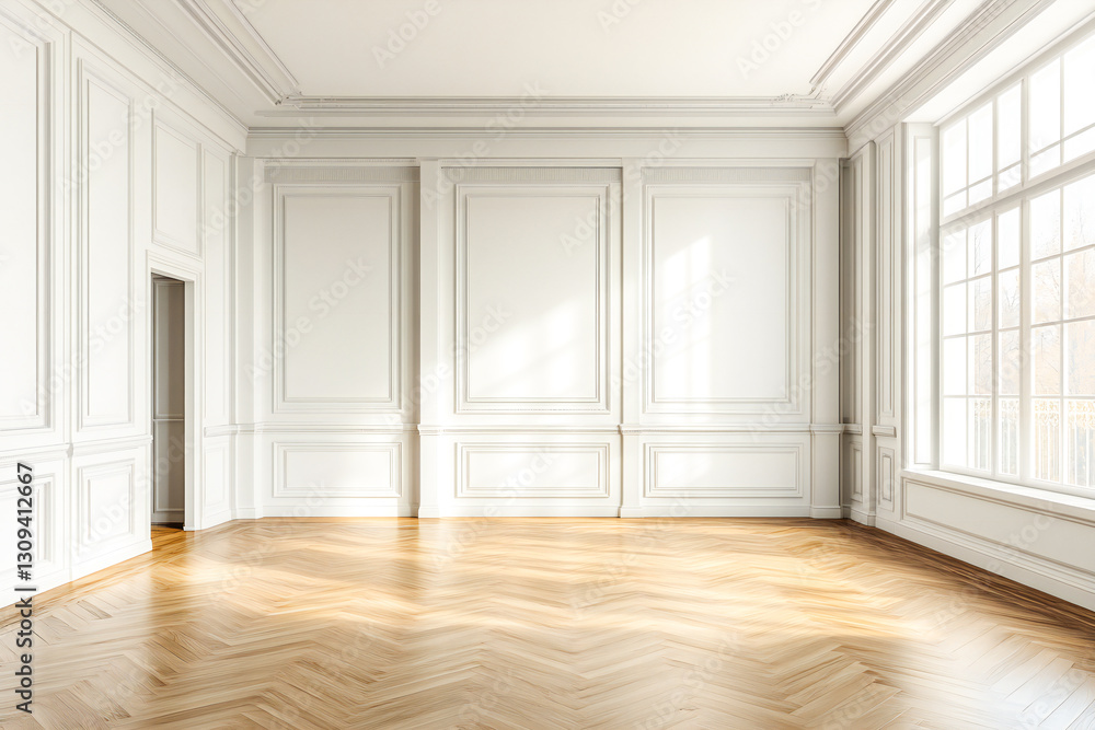 Fototapeta premium the classic interior of an empty room. Large room in light colors