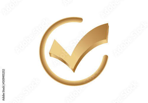 A shiny golden checkbox with a bold check mark, symbolizing success, completion, and approval.
