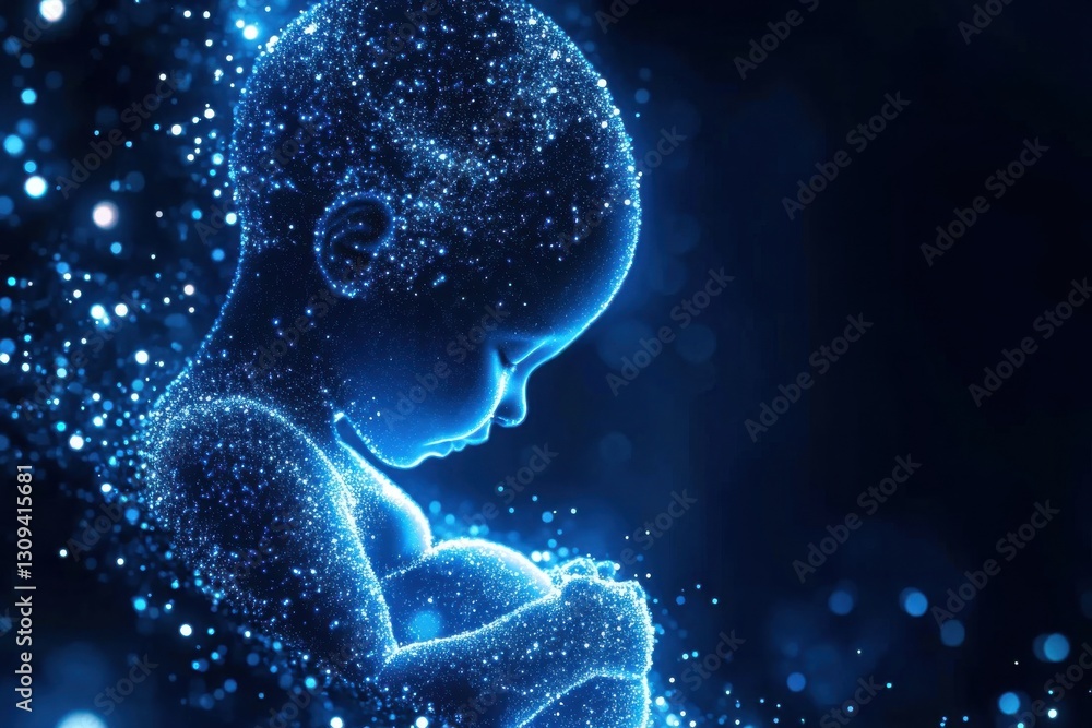 Ethereal Glowing Baby Figure Surrounded by Sparkling Stardust Ethereal Glowing Baby Figure Surrounded by Sparkling Stardust
