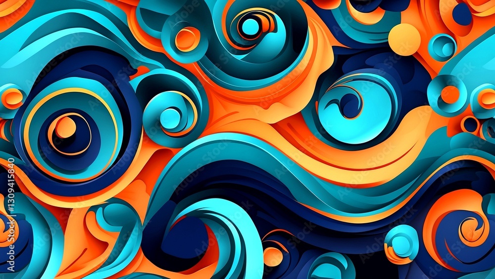 Vibrant abstract swirling pattern in teal and orange Vibrant abstract swirling pattern in teal and orange