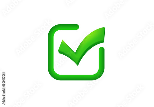 A green checkmark inside a box symbolizes approval, success, or task completion.