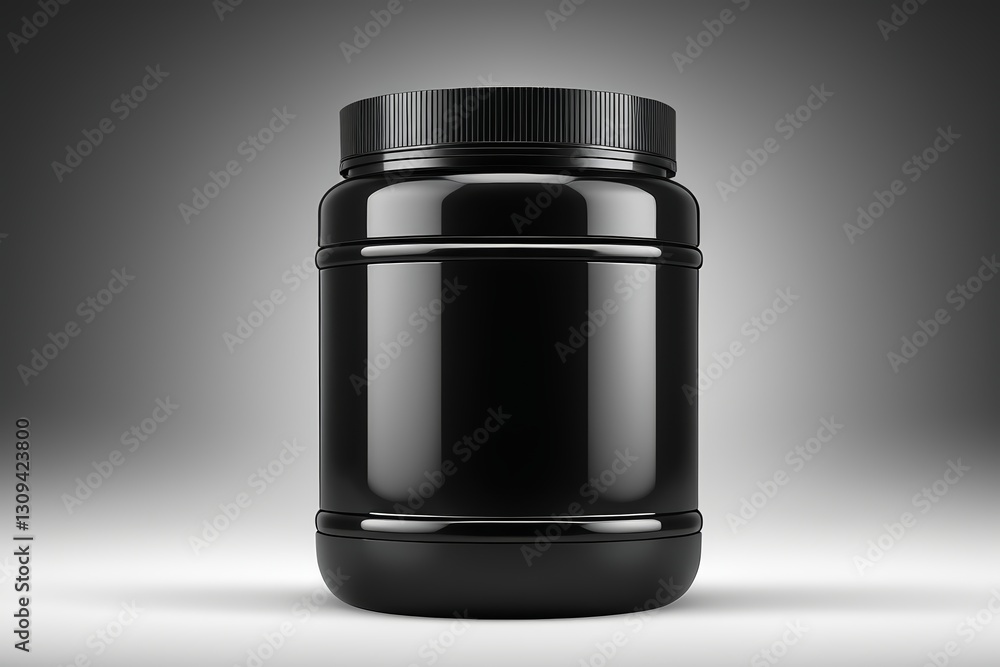 a close up of a black plastic jar with a black lid a close up of a black plastic jar with a black lid