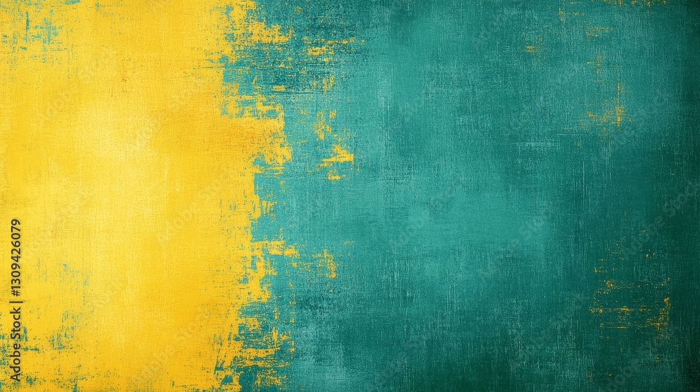 Obraz premium Textured Teal and Yellow Divide, Abstract , Background