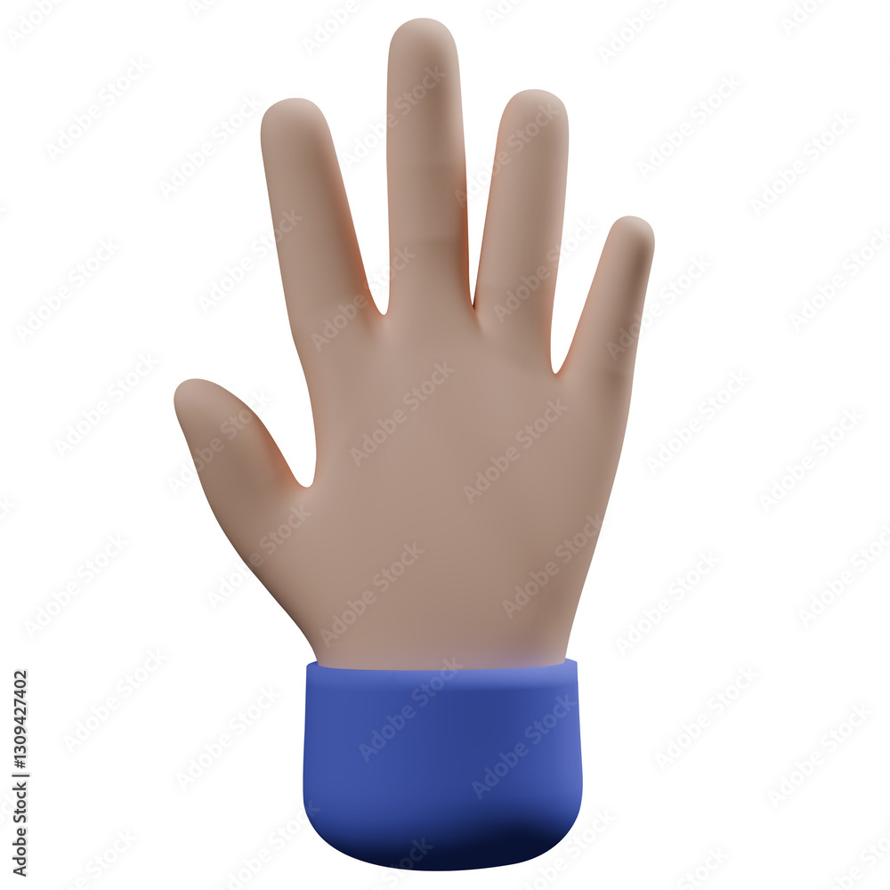 3d hand in blue glove isolated 3d hand in blue glove isolated