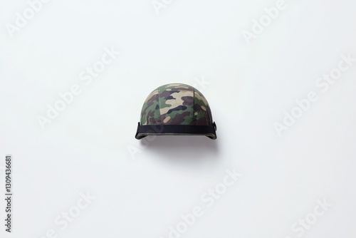 Camouflage Military Helmet on White Background Isolated for Display