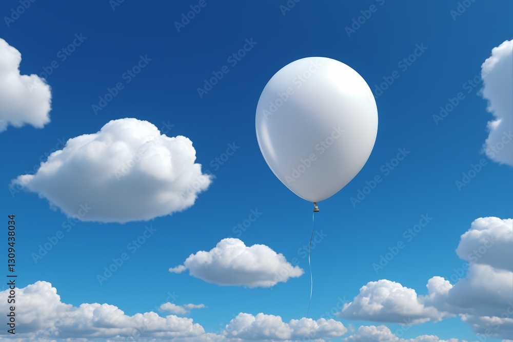 Obraz premium there is a white balloon floating in the sky with clouds