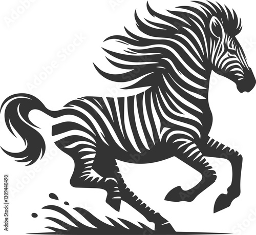Wallpaper Mural Zebra galloping at full speed, mane flowing animal silhouette Torontodigital.ca