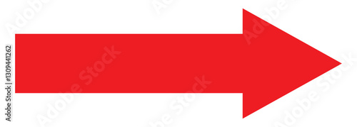 Red long arrow pointing to the right. Long arrow icon Vector.  Red arrow icon. Long arrow isolated on white background. Red Long bold arrow .