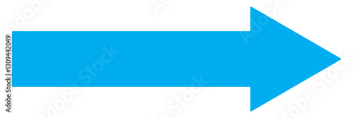 Long arrow. Blue arrow pointing right. Blue large arrow pointing right. Bold long arrow. Vector illustration. Long arrow vector icon. Straight long arrow icon, right thin line, blue cursor, element