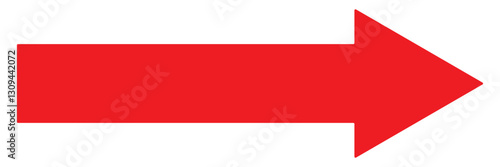 Red long arrow pointing to the right. Long arrow icon Vector.  Red arrow icon. Long arrow isolated on white background. Red Long bold arrow .