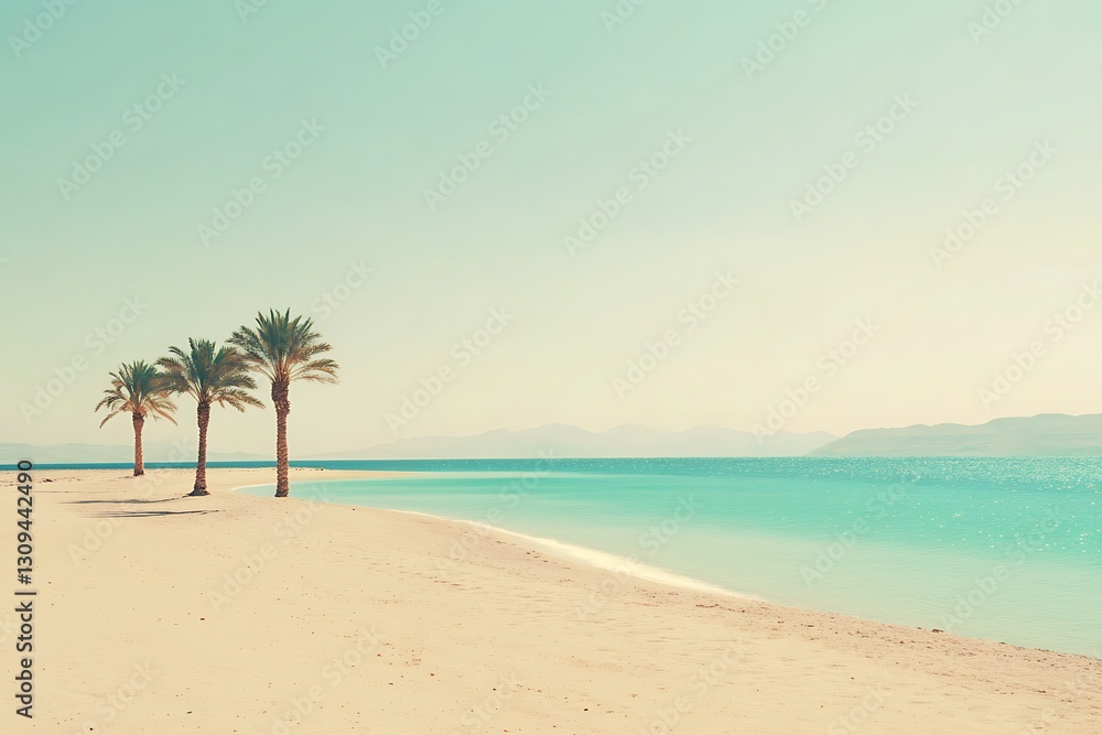 Obraz premium Serene Beach Scene with Palm Trees