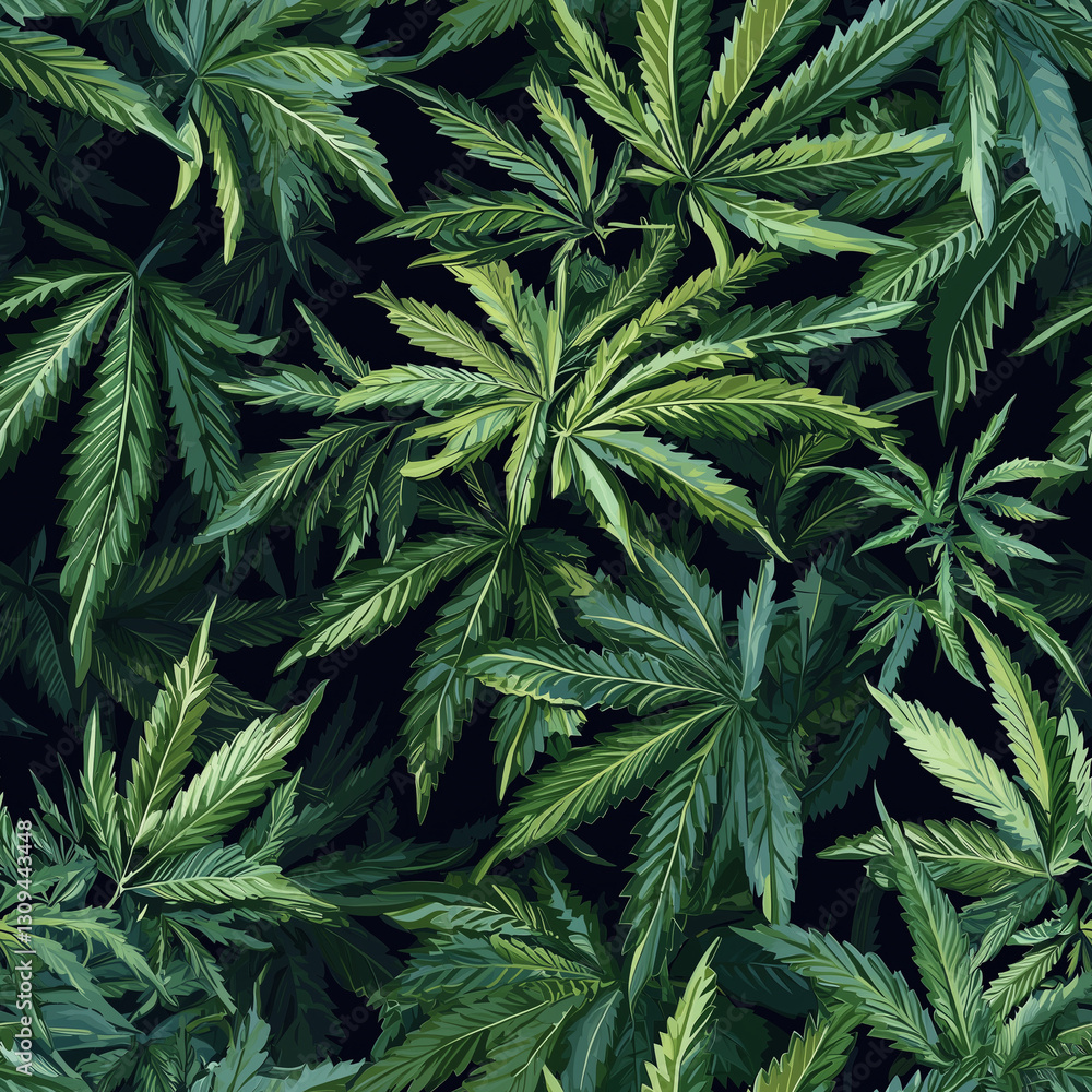 Intricate Cannabis Leaves Seamless Background Design Intricate Cannabis Leaves Seamless Background Design