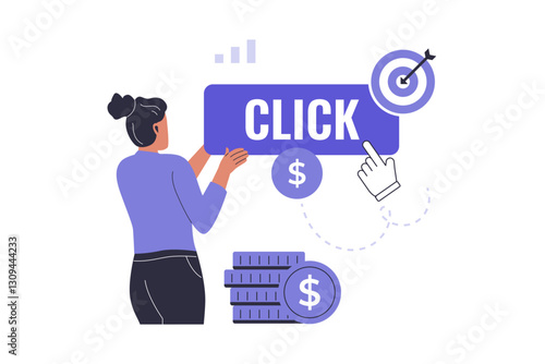 Cost peer click marketing concept. Illustrations for websites, landing pages, mobile apps, posters and banners.