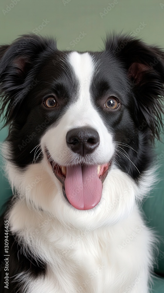 Happy black and white dog with tongue out, playful and friendly, suitable for a mobile wallpaper. Happy black and white dog with tongue out, playful and friendly, suitable for a mobile wallpaper.