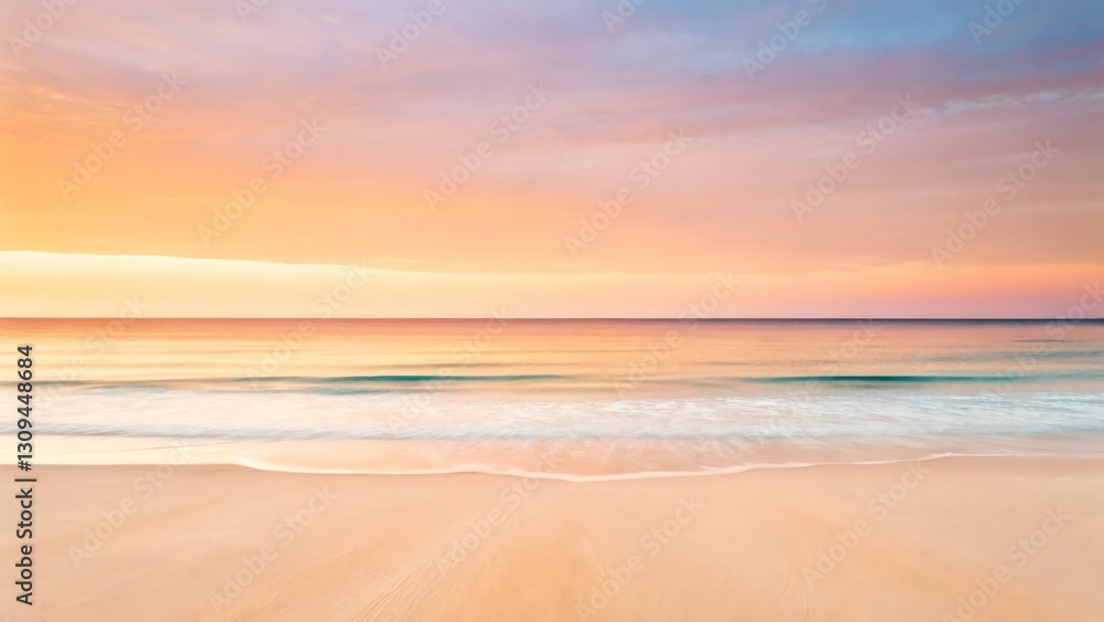 a serene beach at sunset with soft hues of orange, pink, and blue reflecting on the calm water a serene beach at sunset with soft hues of orange, pink, and blue reflecting on the calm water