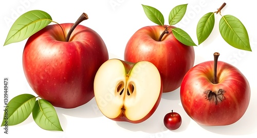 red apples on white background