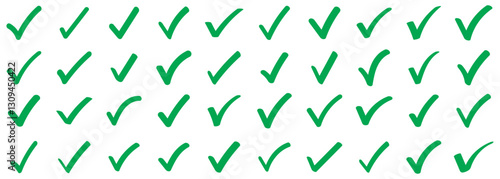Green Check mark icon vector set. green tick check mark icon vector. Check or tick icons. Big set of Green check or tick icons for design. Check symbol isolated. Check box icon with correct. 