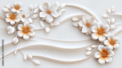 Wallpaper Mural Beige and White Floral Accent Wallpaper Design Torontodigital.ca