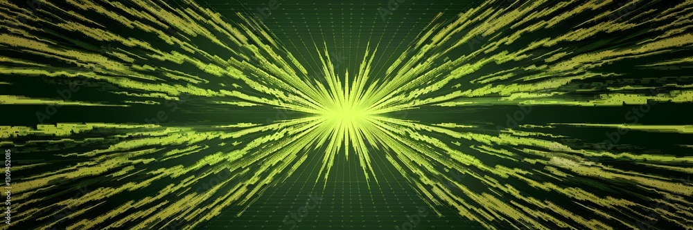 Obraz premium Abstract Green Light Burst Digital Data Stream Explosion Background