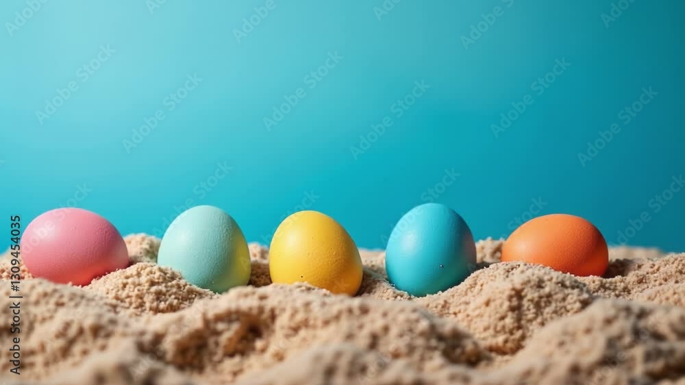 Easter eggs on sand beach background Easter eggs on sand beach background