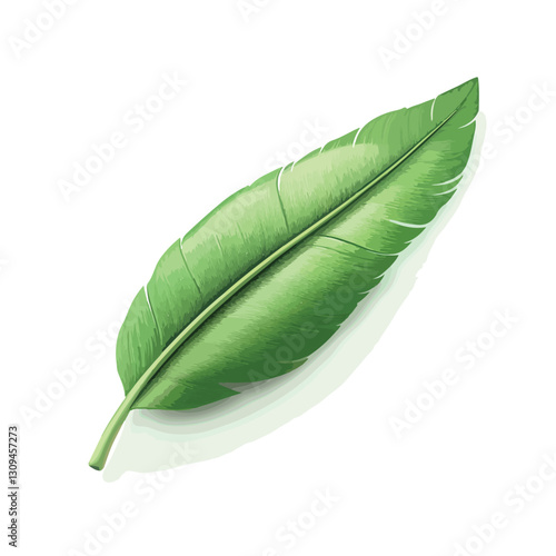 Vibrant Green Feather 3D Render Icon Isolated Cutout Design