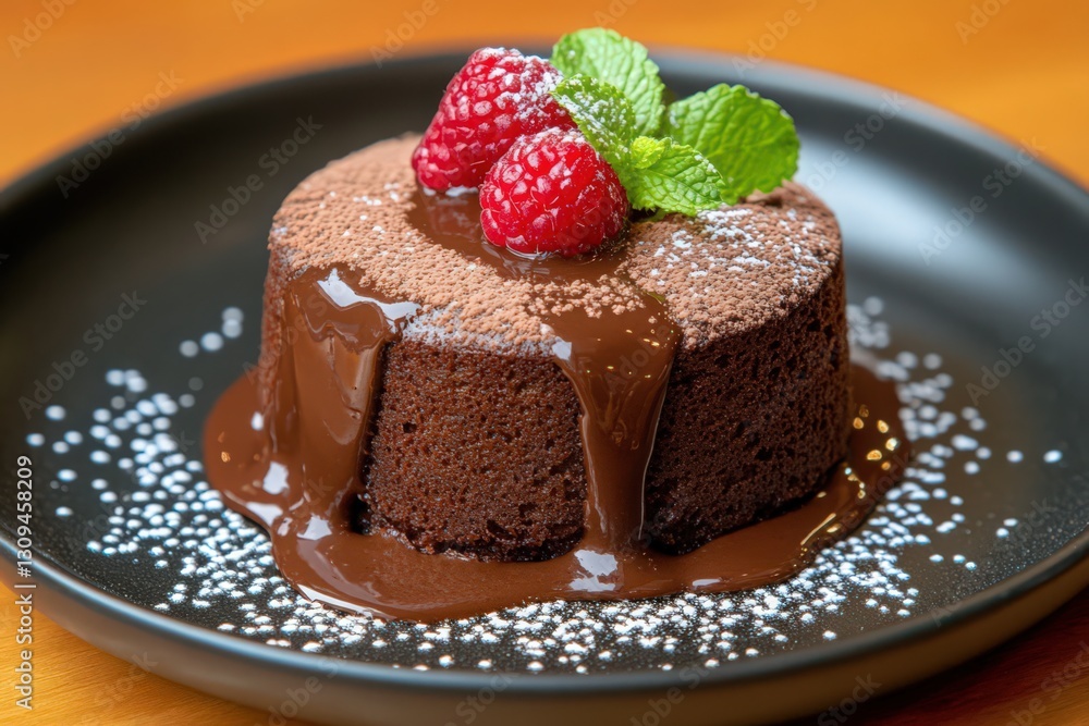 Decadent Chocolate Lava Cake with Raspberries and Mint Decadent Chocolate Lava Cake with Raspberries and Mint